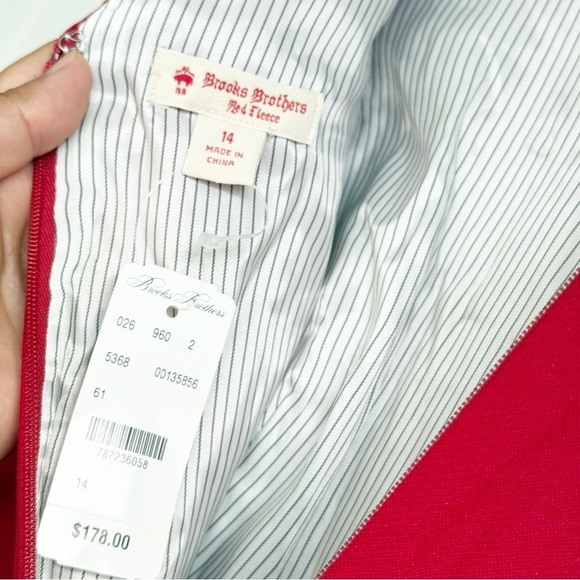 Brooks Brothers Red Fleece Size 14 Wool Blend Red Ruffle hem A Line Dress NEW! - Picture 5 of 6